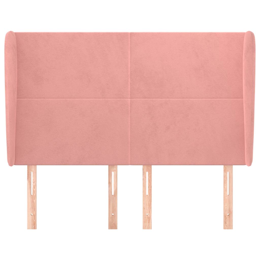 vidaXL Hoofdbord met randen 147x23x118/128 cm fluweel roze, foto 2