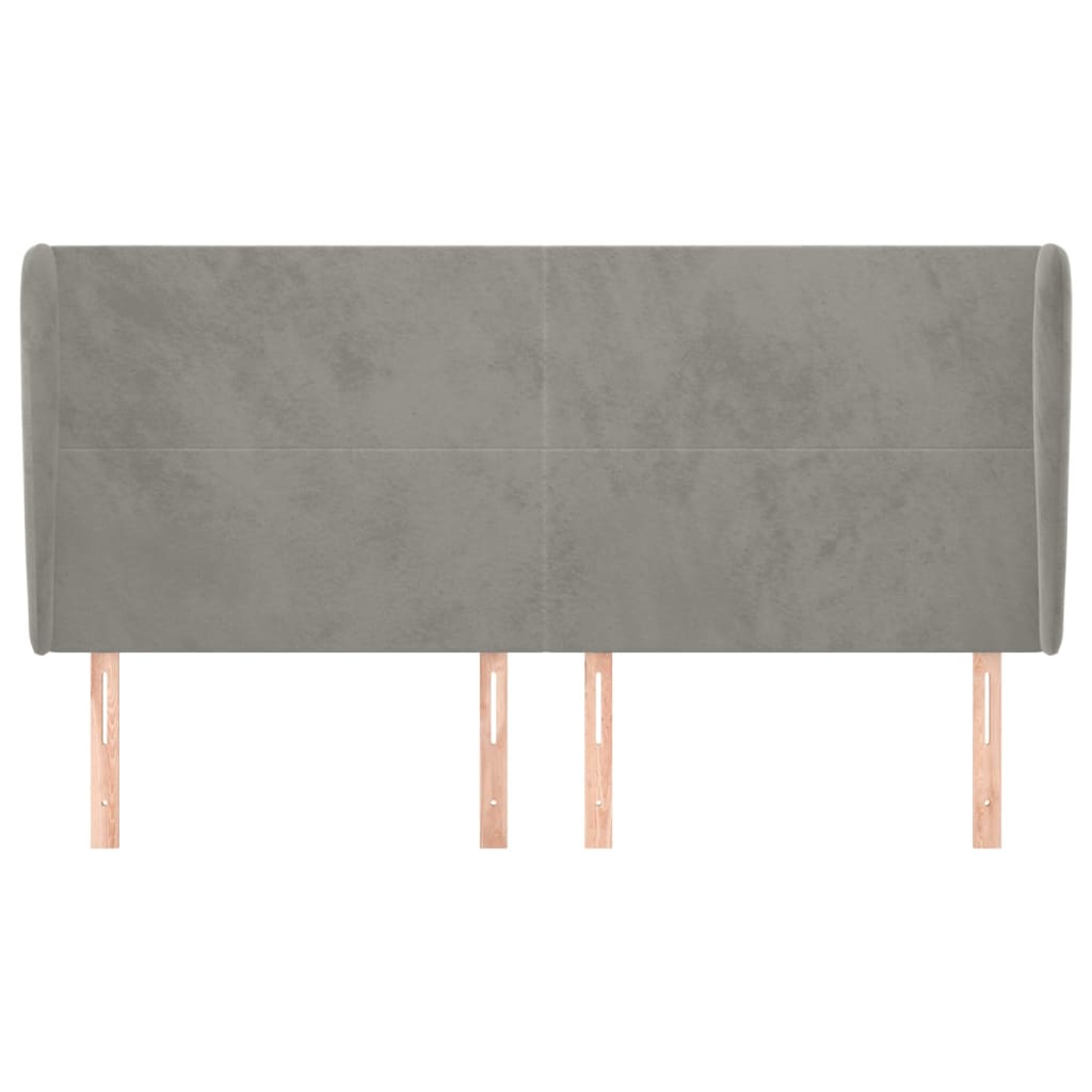 vidaXL Hoofdbord met randen 163x23x118/128 cm fluweel lichtgrijs afbeelding