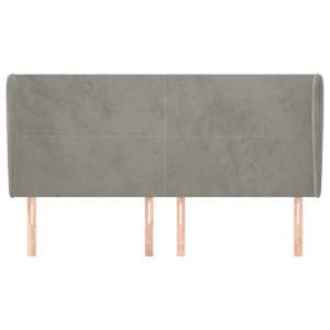 Čelo postele typu ušák světle šedé 163x23x118/128 cm samet - obrázek 3