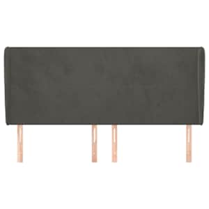 Čelo postele typu ušák tmavě šedé 163x23x118/128 cm samet - obrázek 3