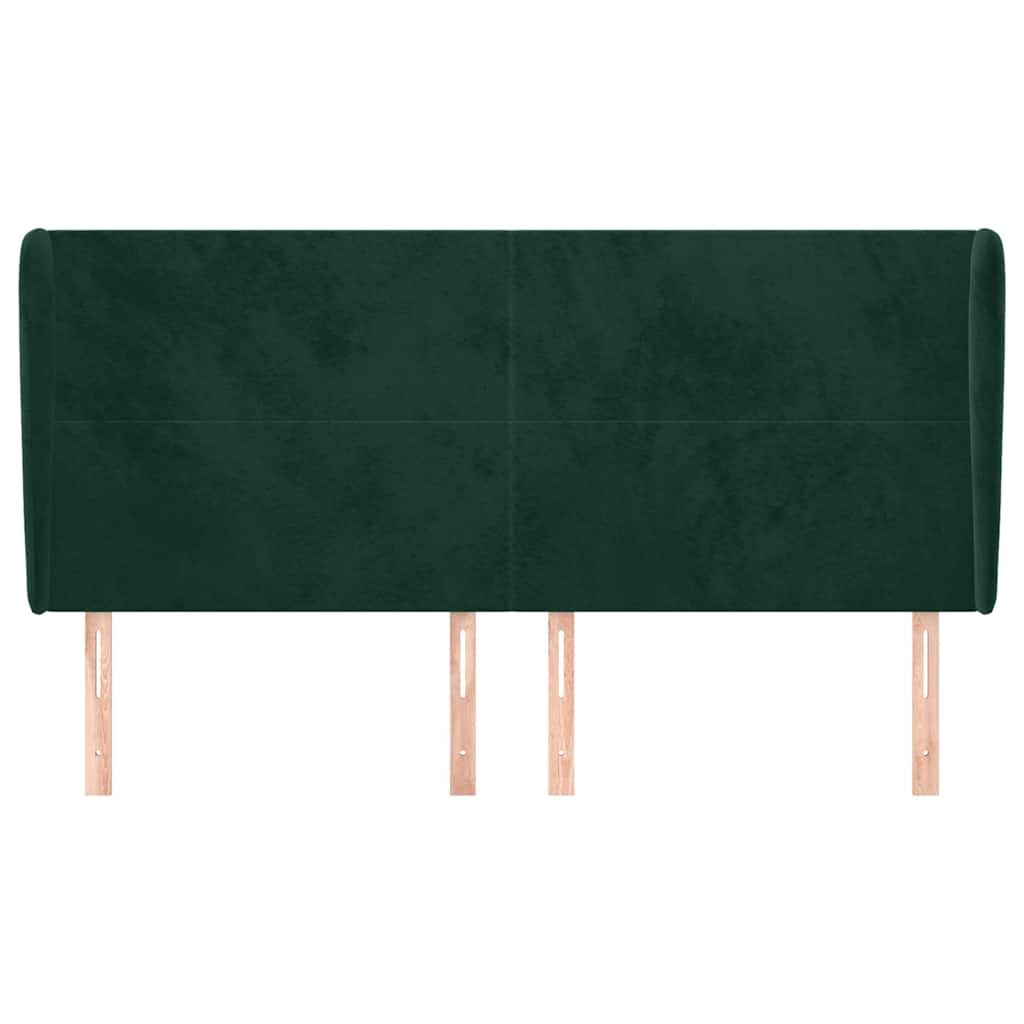 vidaXL - Hoofdbord - met - randen - 163x23x118/128 - cm - fluweel - donkergroen