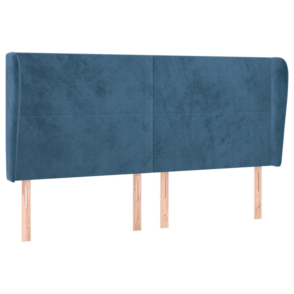 vidaXL Čelo postele typu ušák tmavě modrá 163x23x118/128 cm samet