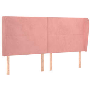Čelo postele typu ušák růžová 163x23x118/128 cm samet - obrázek 2