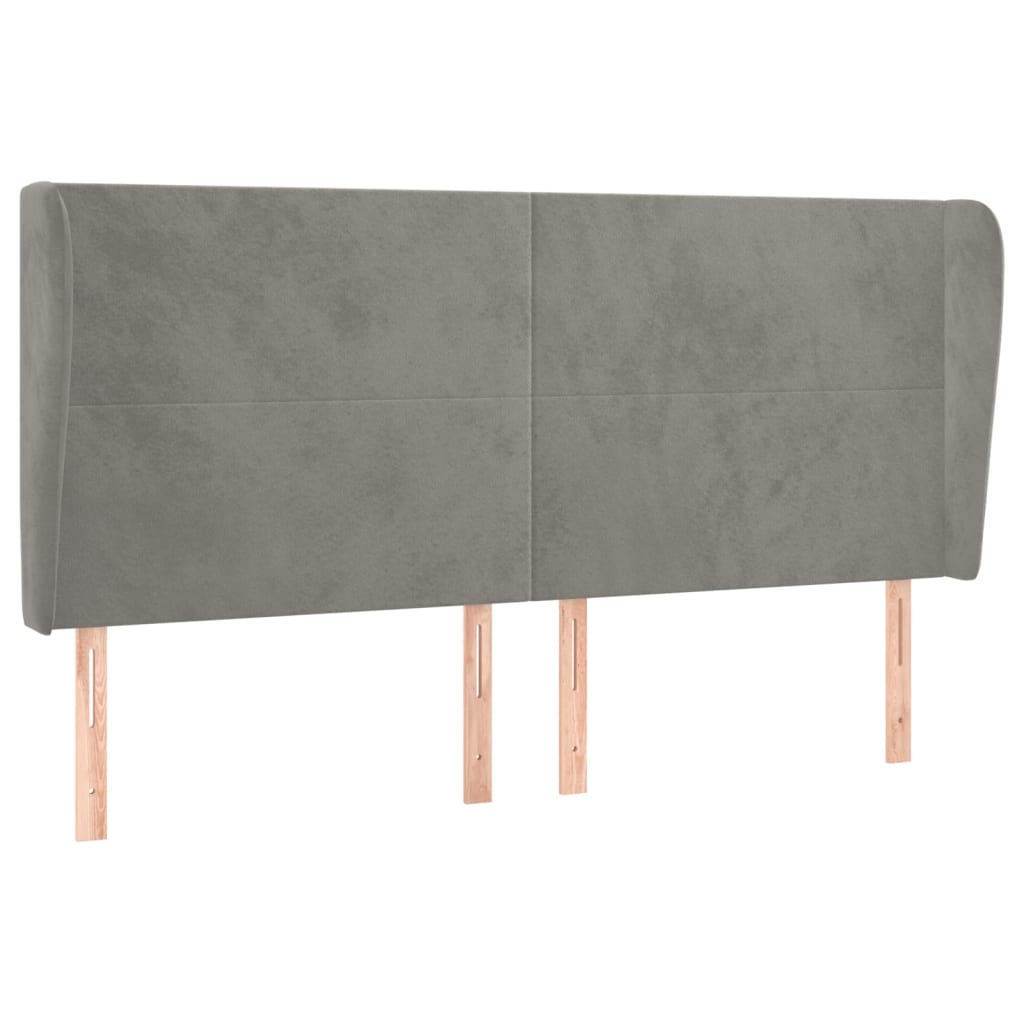 vidaXL Čelo postele typu ušák světle šedé 183x23x118/128 cm samet