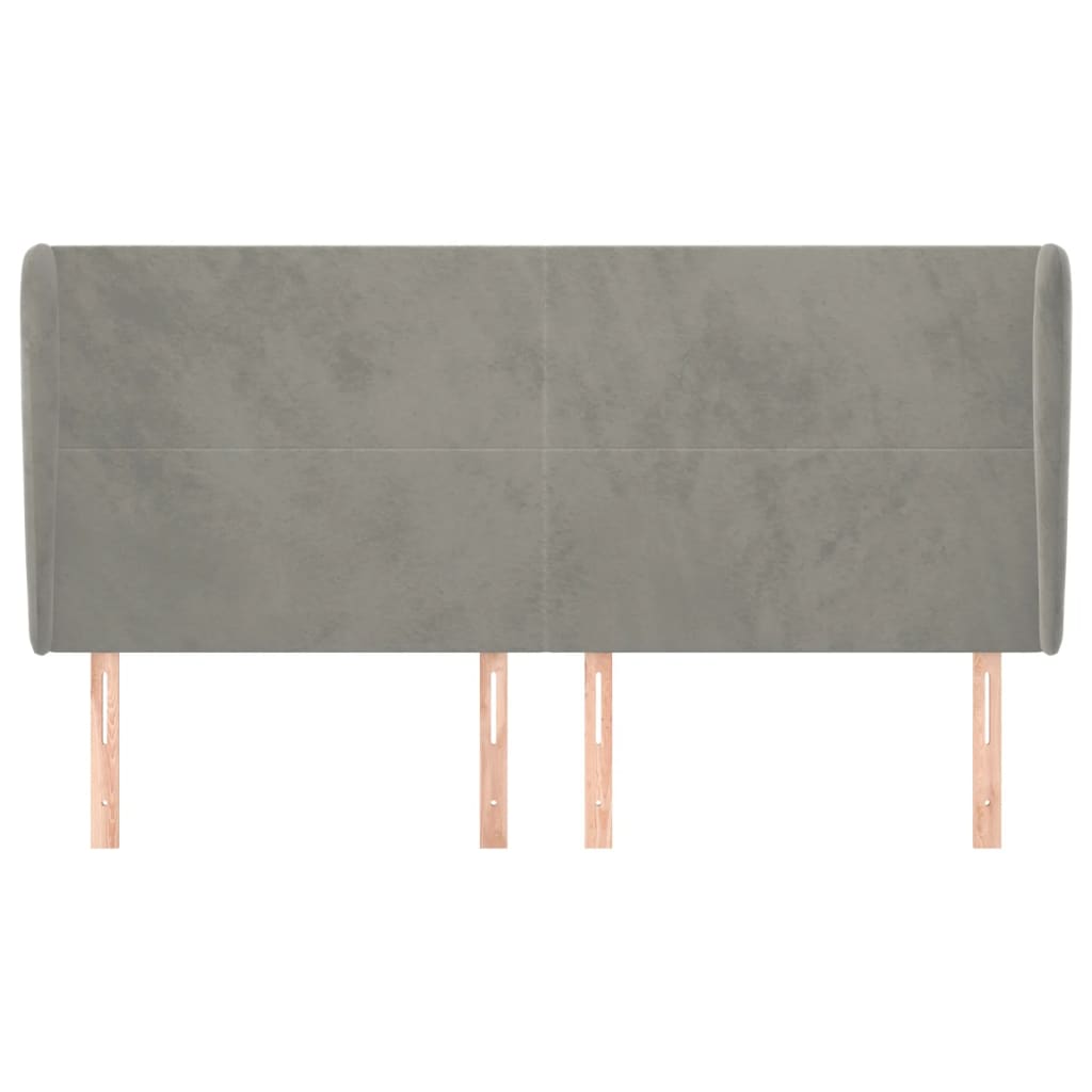 vidaXL Hoofdbord met randen 183x23x118/128 cm fluweel lichtgrijs afbeelding