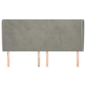 Čelo postele typu ušák světle šedé 183x23x118/128 cm samet - obrázek 3