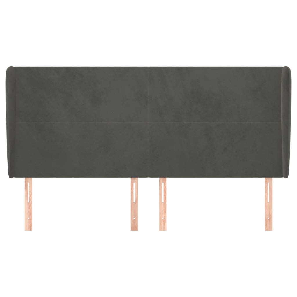 vidaXL Tăblie de pat cu aripioare gri închis 183x23x118/128 cm catifea