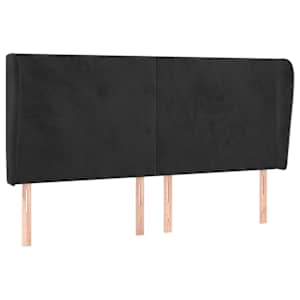 Čelo postele typu ušák černé 183x23x118/128 cm samet - obrázek 2