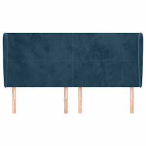 Čelo postele typu ušák tmavě modrá 183x23x118/128 cm samet - obrázek 3