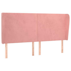 Čelo postele typu ušák růžová 183x23x118/128 cm samet - obrázek 2