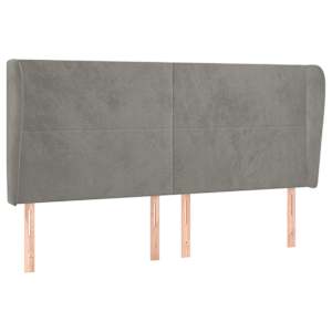 Čelo postele typu ušák světle šedé 203x23x118/128 cm samet - obrázek 2