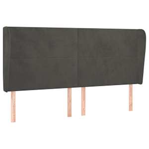 Čelo postele typu ušák tmavě šedé 203x23x118/128 cm samet - obrázek 2