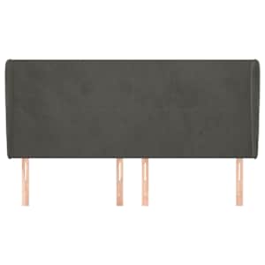 Čelo postele typu ušák tmavě šedé 203x23x118/128 cm samet - obrázek 3