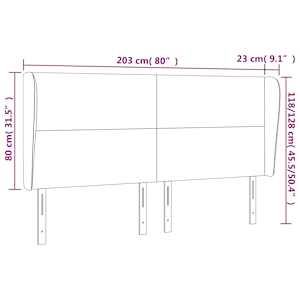Čelo postele typu ušák tmavě šedé 203x23x118/128 cm samet - obrázek 9