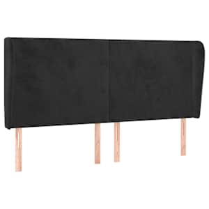 Čelo postele typu ušák černé 203x23x118/128 cm samet - obrázek 2