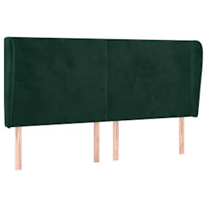 Čelo postele typu ušák tmavě zelená 203x23x118/128 cm samet - obrázek 2