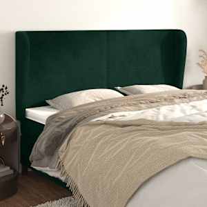Čelo postele typu ušák tmavě zelená 203x23x118/128 cm samet - obrázek 1