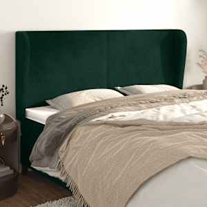 Vzglavje z ušesi temno zeleno 203x23x118/128 cm žamet