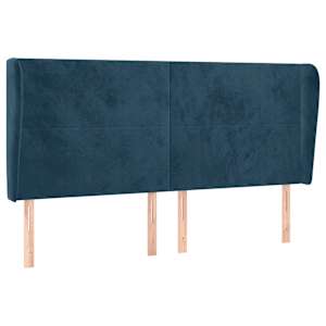 Čelo postele typu ušák tmavě modrá 203x23x118/128 cm samet - obrázek 2