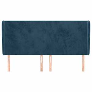 Čelo postele typu ušák tmavě modrá 203x23x118/128 cm samet - obrázek 3