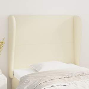 Vzglavje z ušesi krem 83x23x118/128 cm umetno usnje
