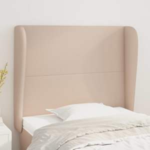 Čelo postele typu ušák cappuccino 83x23x118/128 cm umělá kůže - obrázek 1