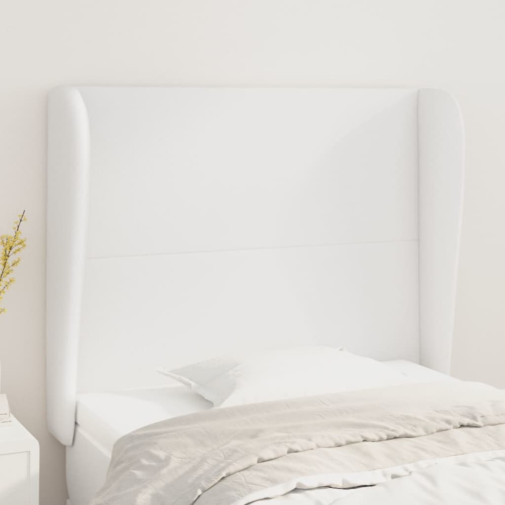 vidaXL Tăblie de pat cu aripioare, alb, 93x23x118/128 cm, piele eco