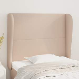 Čelo postele typu ušák cappuccino 93x23x118/128 cm umělá kůže - obrázek 1