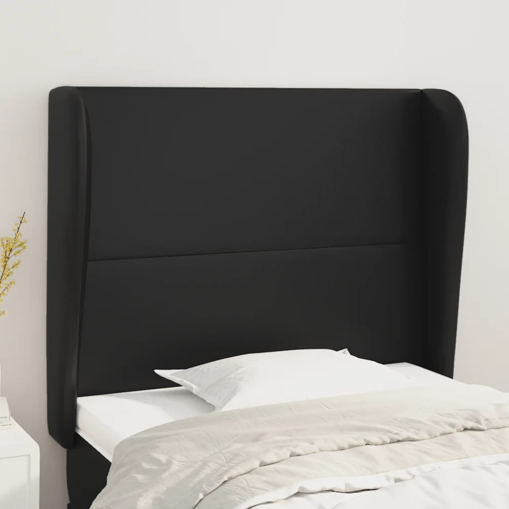vida XL Kopfteil mit Ohren Schwarz 103x 23x 118/128 cm Kunstleder
