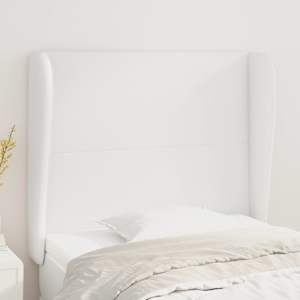 Čelo postele typu ušák bílé 103 x 23 x 118/128 cm umělá kůže - obrázek 1
