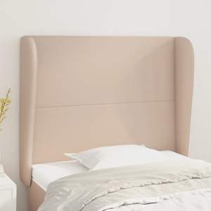 Čelo postele typu ušák cappuccino 103x23x118/128 cm umělá kůže - obrázek 1