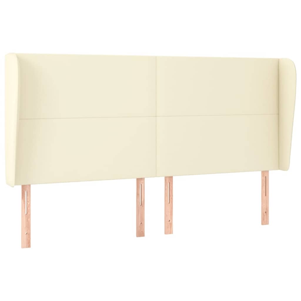 vidaXL Hoofdbord met randen 163x23x118/128 cm kunstleer crèmekleurig, foto 3