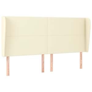 Čelo postele typu ušák krémové 163 x 23 x 118/128 cm umělá kůže - obrázek 2