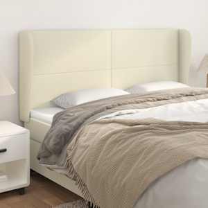 Vzglavje z ušesi krem 163x23x118/128 cm umetno usnje