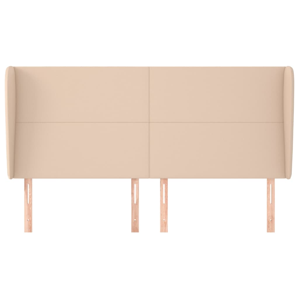 vidaXL Hoofdbord met randen 163x23x118/128cm kunstleer cappuccinokleur afbeelding