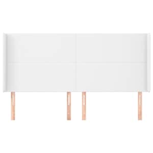 Čelo postele typu ušák bílá 203x23x118/128 cm umělá kůže - obrázek 3