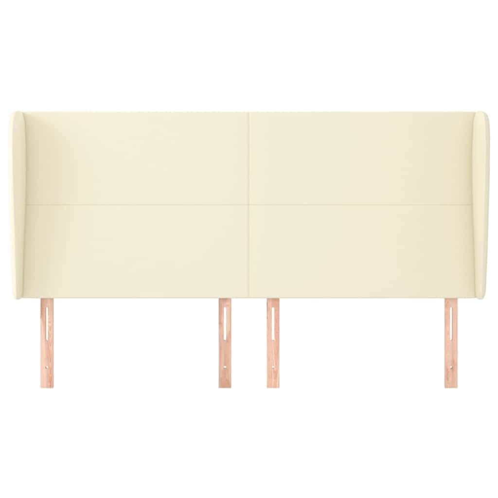 vidaXL Hoofdbord met randen 203x23x118/128 cm kunstleer crèmekleurig, foto 2