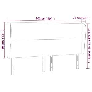 Čelo postele typu ušák krémové 203 x 23 x 118/128 cm umělá kůže - obrázek 9