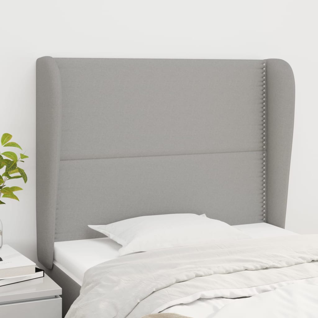 vidaXL Tăblie de pat cu aripioare gri deschis 83x23x118/128 cm textil
