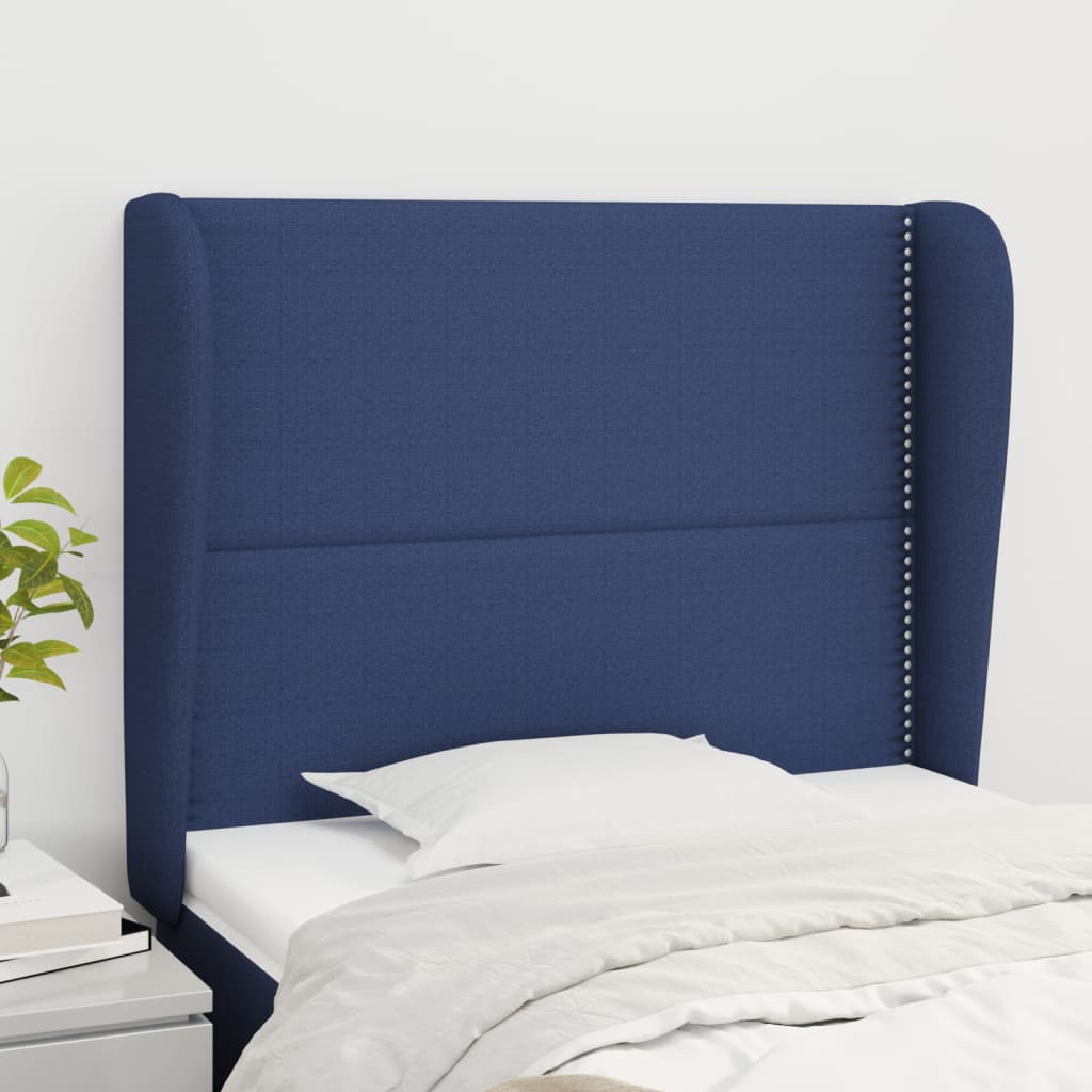 vidaXL Kopfteil mit Ohren Blau 93x23x118/128 cm Stoff