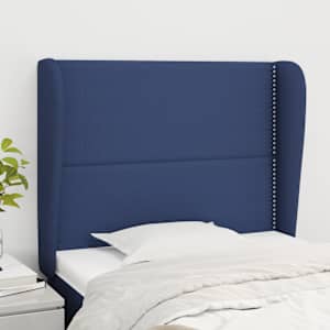 Čelo postele typu ušák modré 93x23x118/128 cm textil - obrázek 1