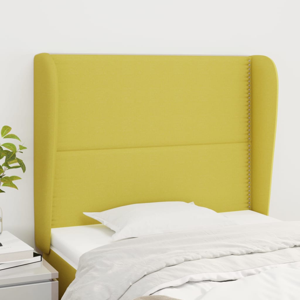 vidaXL Tăblie de pat cu aripioare, verde, 93x23x118/128 cm, textil