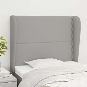Čelo postele typu ušák světle šedé 103x23x118/128 cm textil - obrázek 1