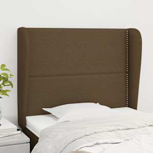Čelo postele typu ušák tmavě hnědé 103x23x118/128 cm textil - obrázek 1