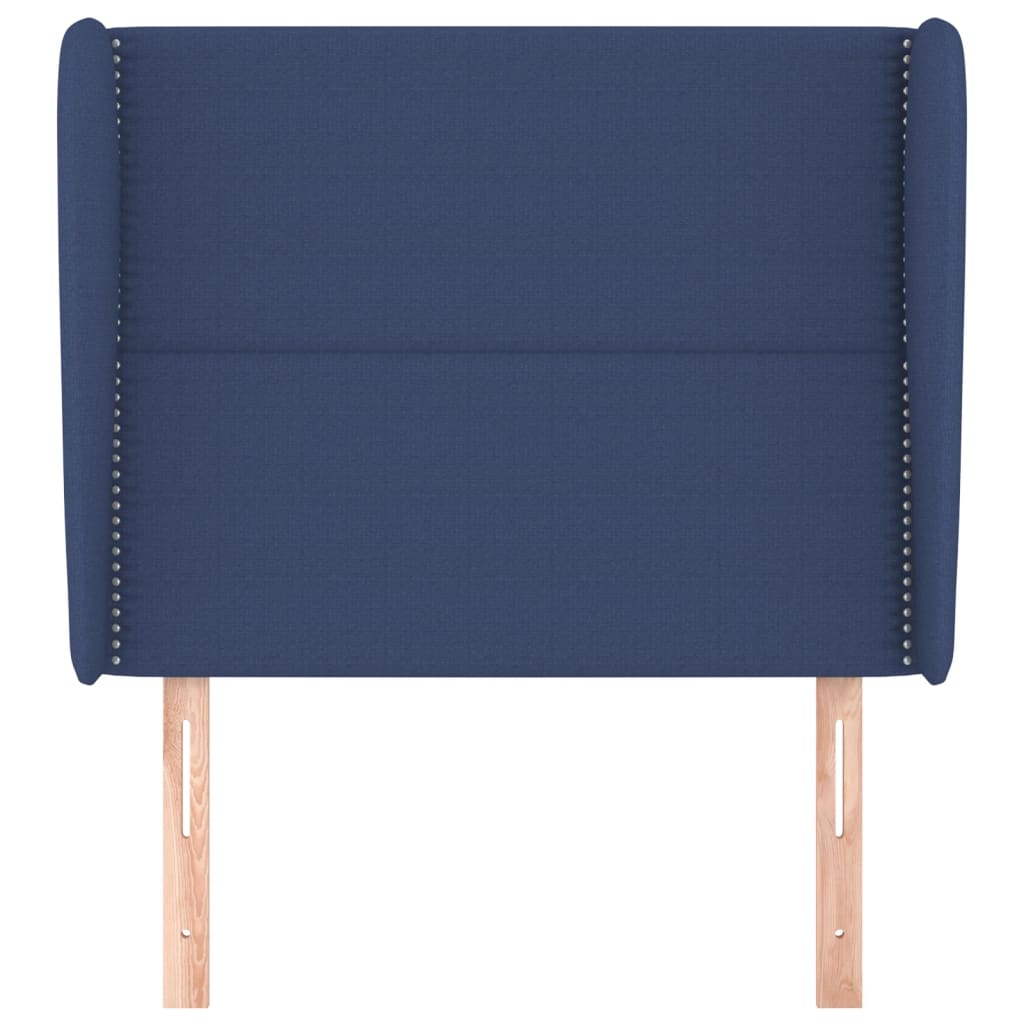 vidaXL Hoofdbord met randen 103x23x118/128 cm stof blauw afbeelding