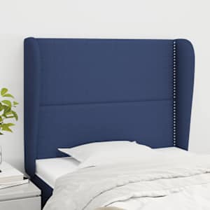 Čelo postele typu ušák modré 103x23x118/128 cm textil - obrázek 1