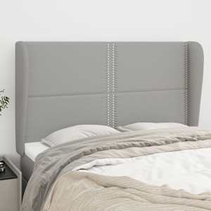 Čelo postele typu ušák světle šedé 147x23x118/128 cm textil - obrázek 1