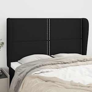 Čelo postele typu ušák černé 147x23x118/128 cm textil - obrázek 1