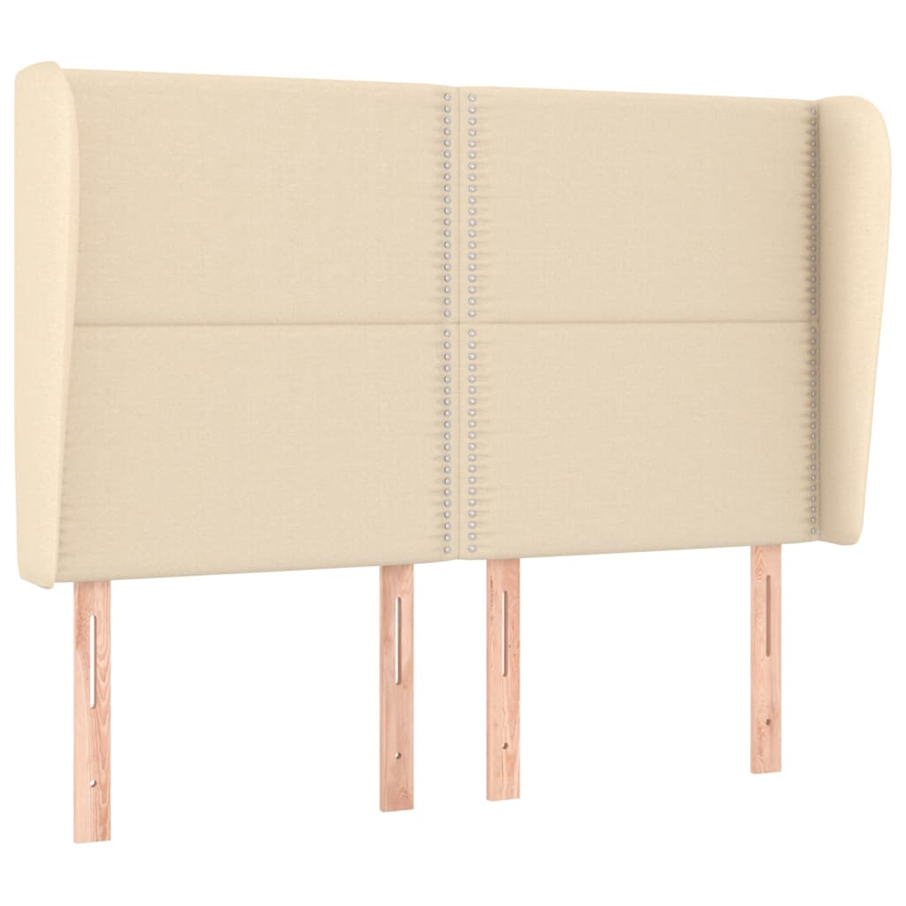 vidaXL Čelo postele typu ušák krémové 147x23x118/128 cm textil