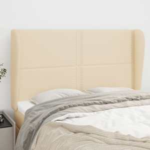 Čelo postele typu ušák krémové 147x23x118/128 cm textil - obrázek 1